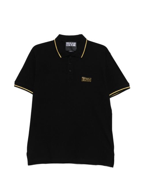 Polo uomo nera con logo Versace jeans Couture | 80GAGT05CJ01TG89